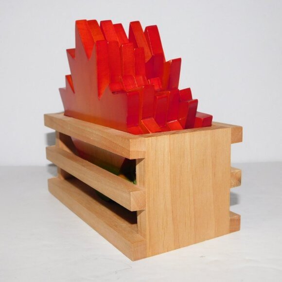 Set of 6 Canadian Maple Leaf Wooden Coasters with Storage Canada - Picture 4 of 6